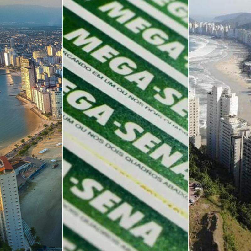 Apostas de São Vicente (esq.) e Guarujá (dir.) acertaram a quina da Mega-Sena no sorteio desta quinta-feira (22)