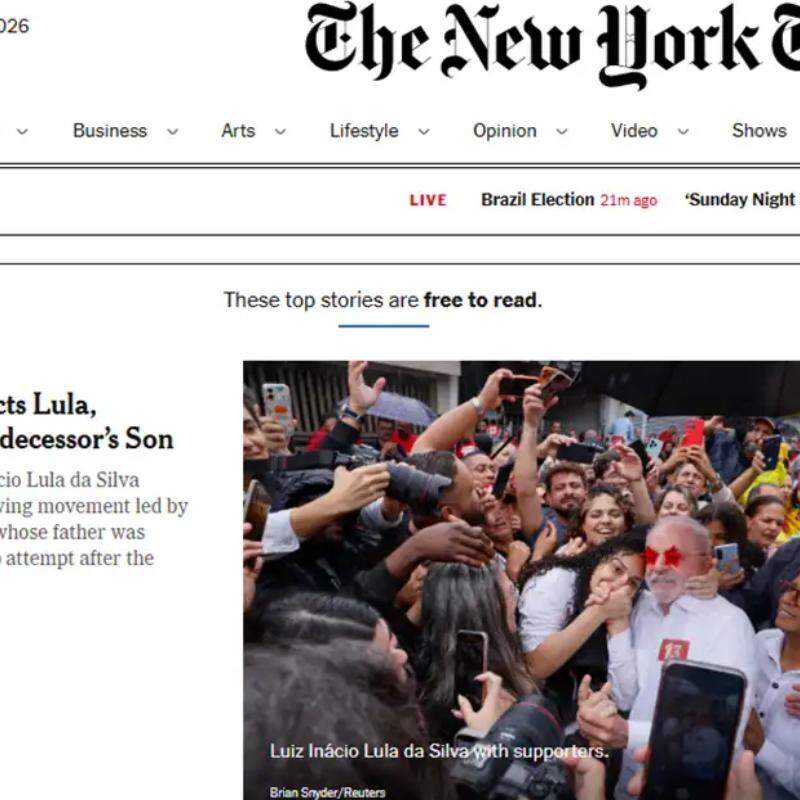 The New York Times destacou reeleição de Lula