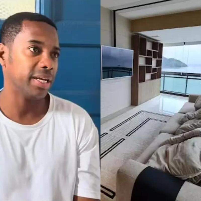 A cobertura de dois andares de Robinho está localizada no bairro Aparecida, em Santos, e tem um valor de R$ 9,99 milhões