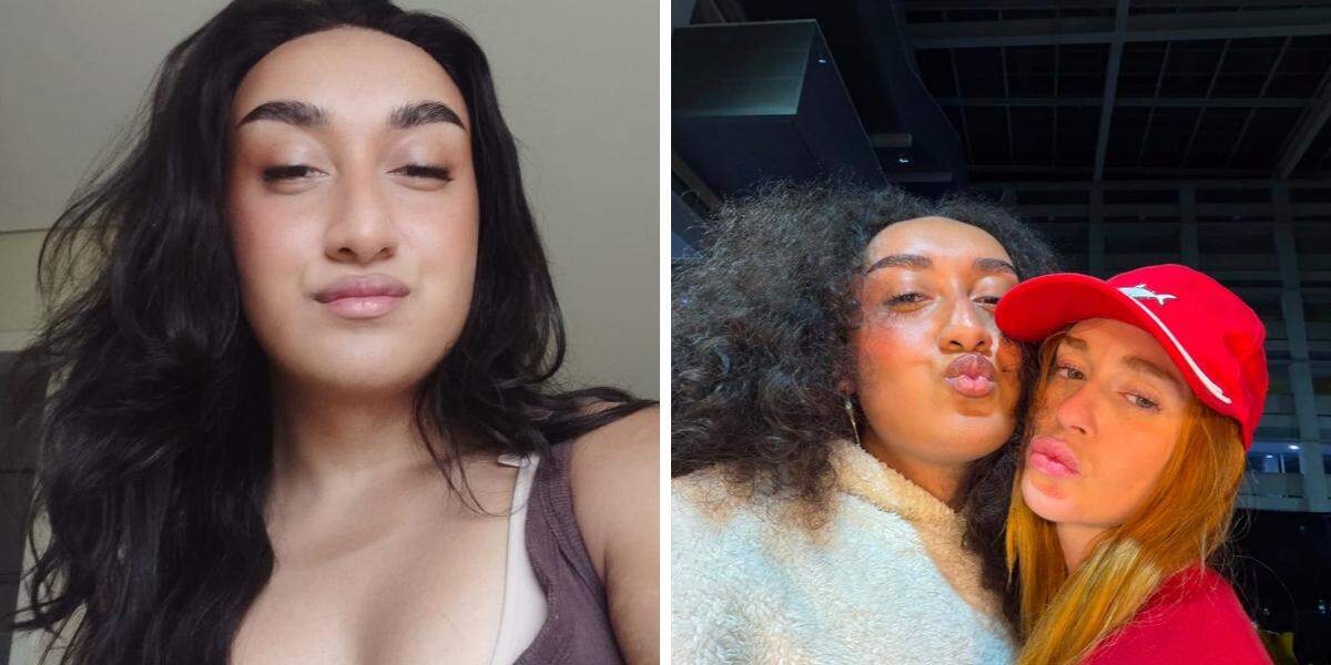 À esquerda, Raphaella Gomez após realizar o sonho da cirurgia de afirmação de gênero; à direita, a artista de Santos ao lado da atriz Marina Ruy Barbosa, que conheceu durante as gravações da segunda temporada da série Tremembé e ajudou a viabilizar o procedimento