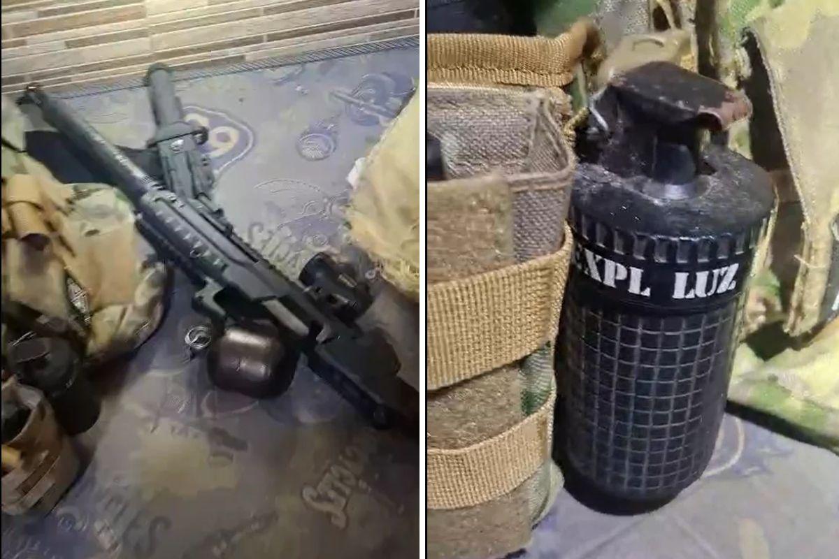 Armas e explosivos foram apreendidos durante operação policial na Vila Zilda, em Guarujá