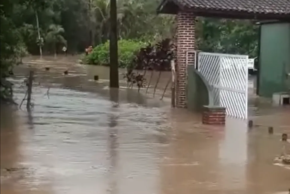 Ruas de Santos ficaram debaixo d'água após forte chuva