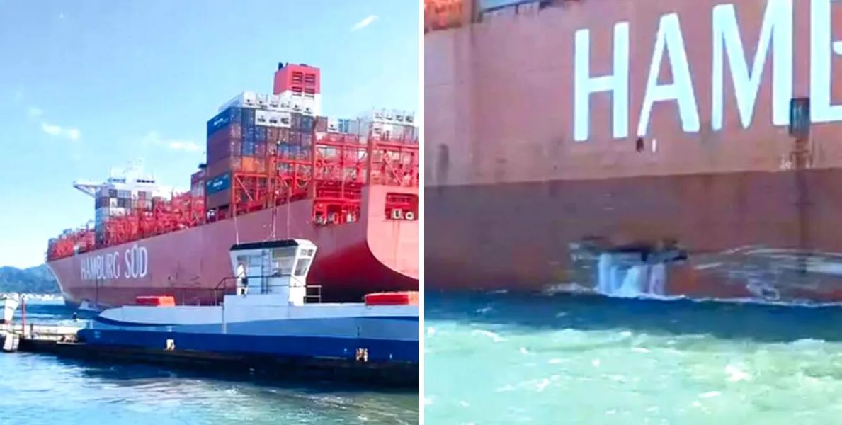   O navio deixava o Porto de Santos no momento do acidente, no início da tarde de domingo (20)  