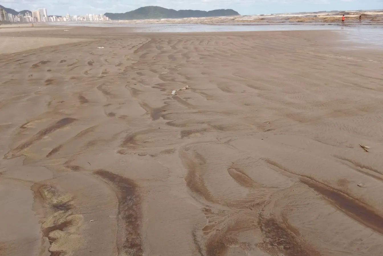 Manchas foram vistas nesta manhã na areia de Praia Grande