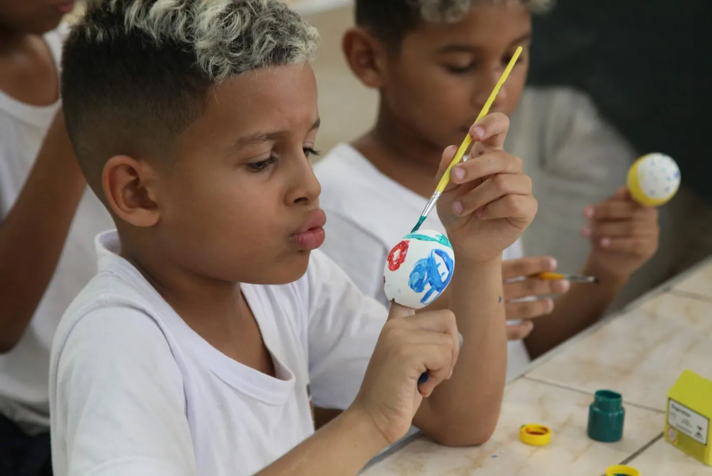 Crianças são do 3º ano da Unidade Municipal Escolar (UME) Colégio Santista, no bairro Vila Nova