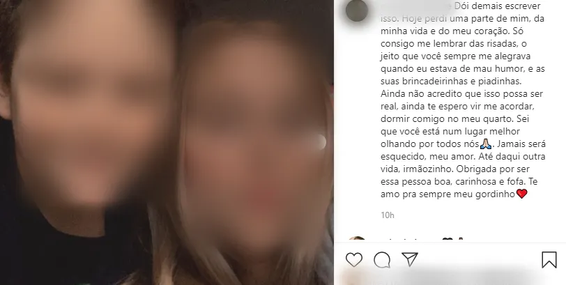      Irmã de menino que faleceu após queda de prédio em Santos se despede por redes sociais     