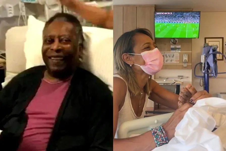 Pelé acompanha a transmissão da final da Copa do Mundo do Catar ao lado das filhas no Hospital Albert Einstein