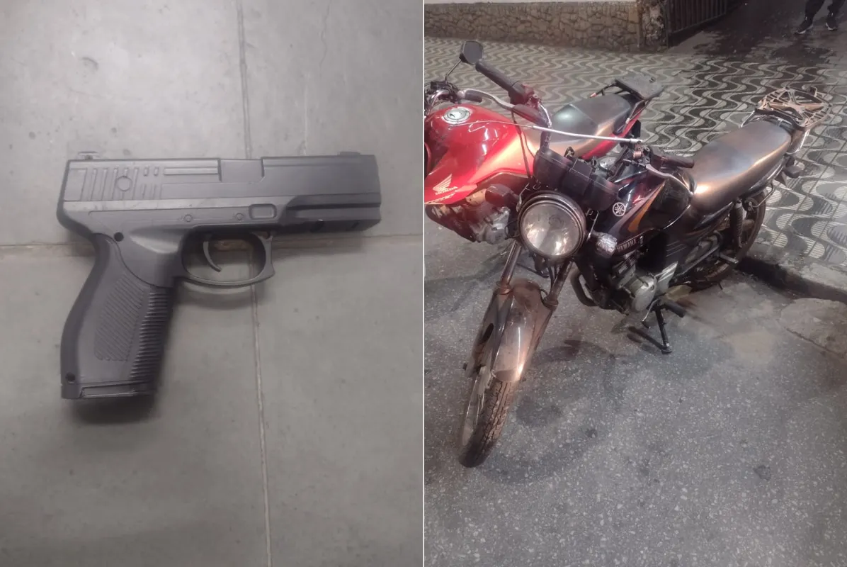 Arma falsa e motos foram apreendidas em São Vicente