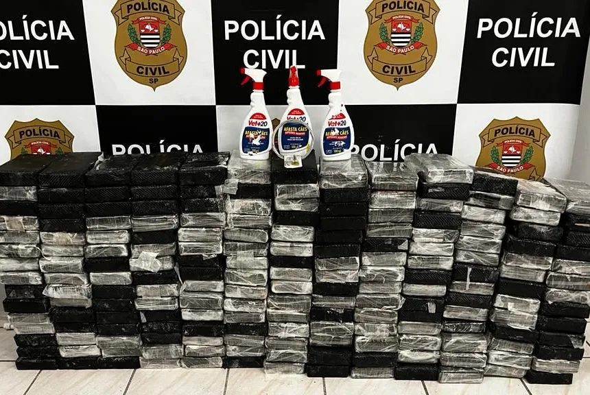 Os 185 tabletes de cocaína foram encontrados escondidos em sacas de açúcar