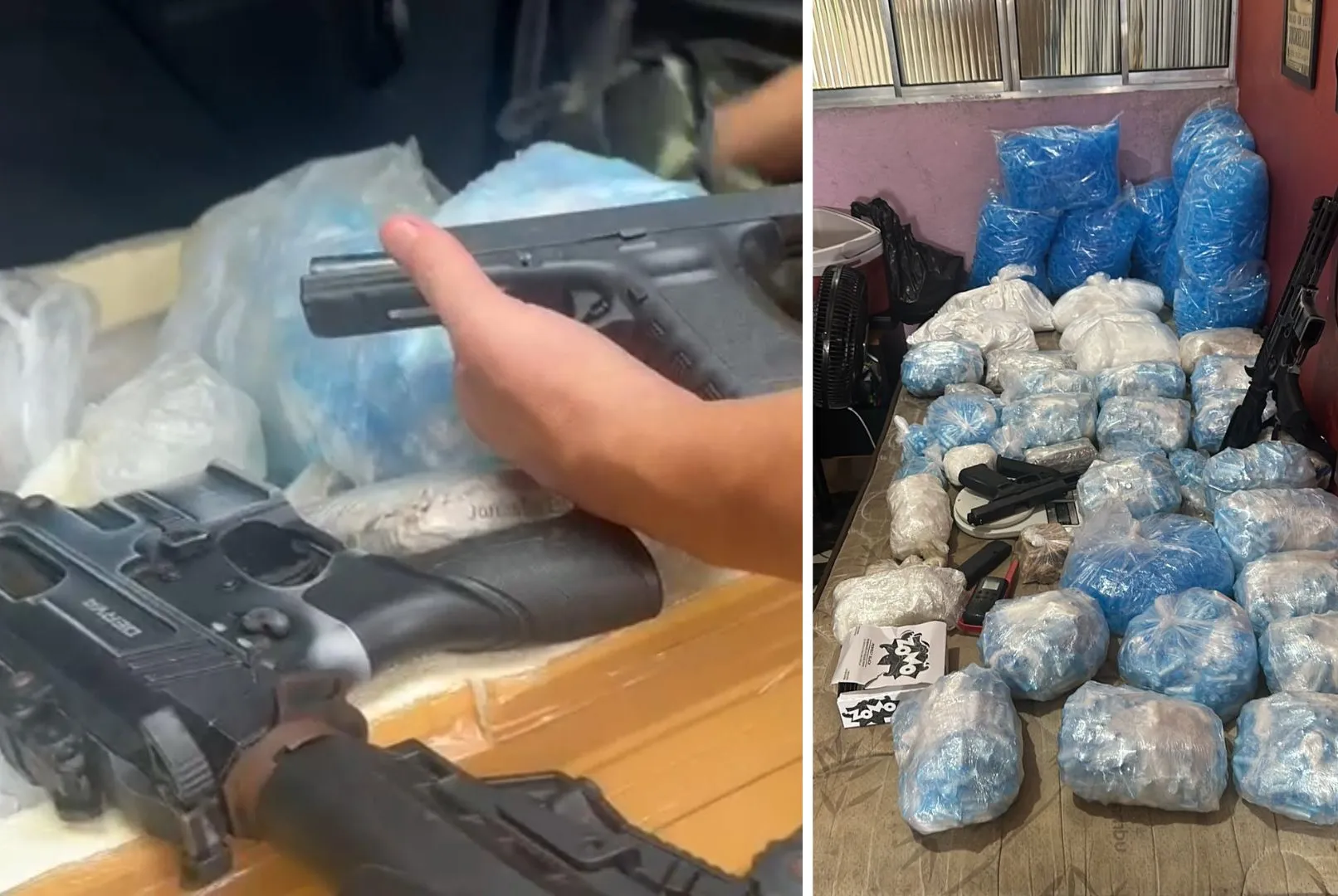 Armas e drogas foram apreendidas durante a Operação Impacto realizada em Guarujá