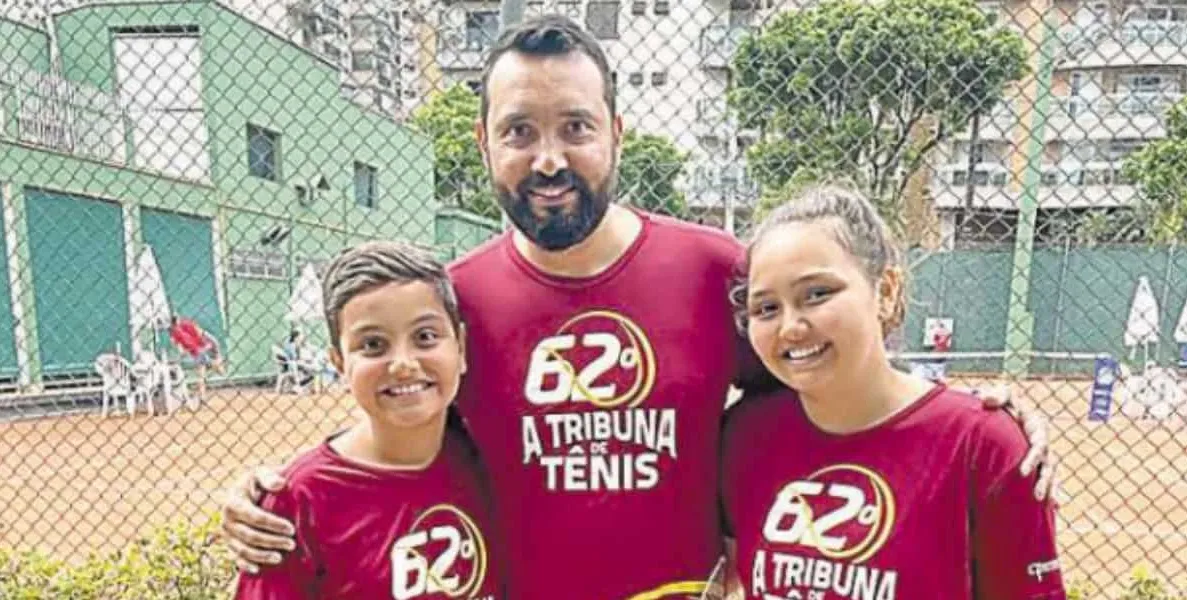  Gabriel, Ricardo e Anna Laura compartilham o gosto pelo tênis 