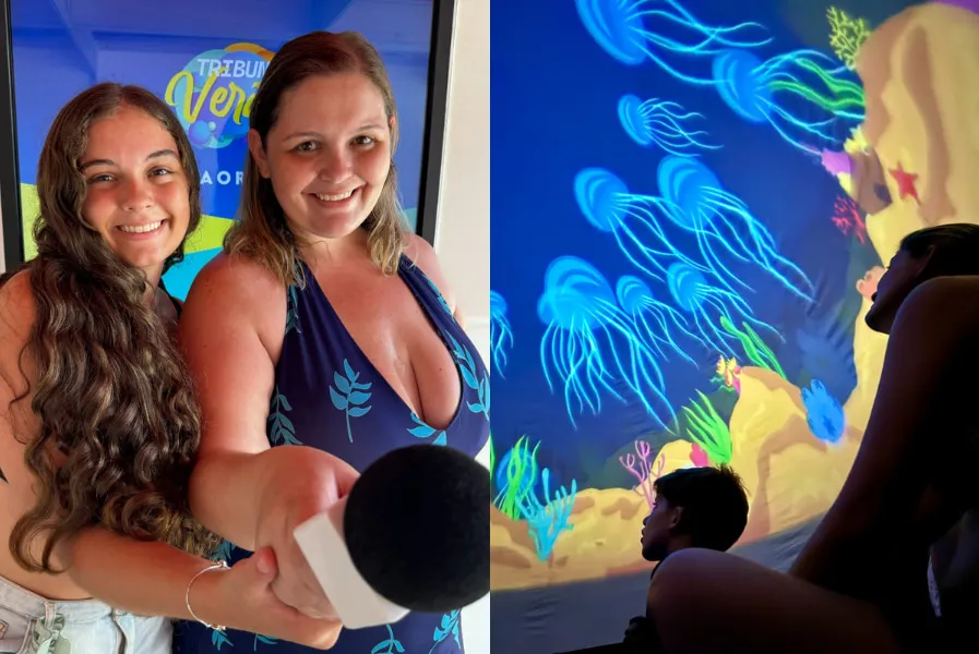 Marjory e a mãe, Veridiana, participaram do Tribuna Experience; Viagem ao Fundo do Mar é tema do Cinema 180°, um dos atrativos
