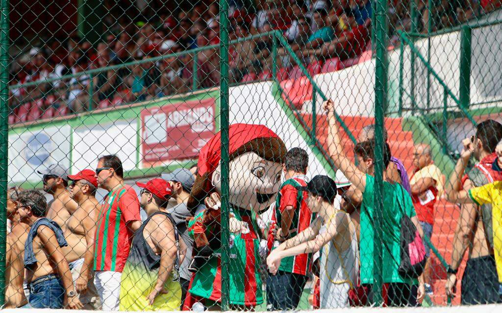 Mascote da Briosa se mistura em meio a torcedores no estádio Ulrico Mursa