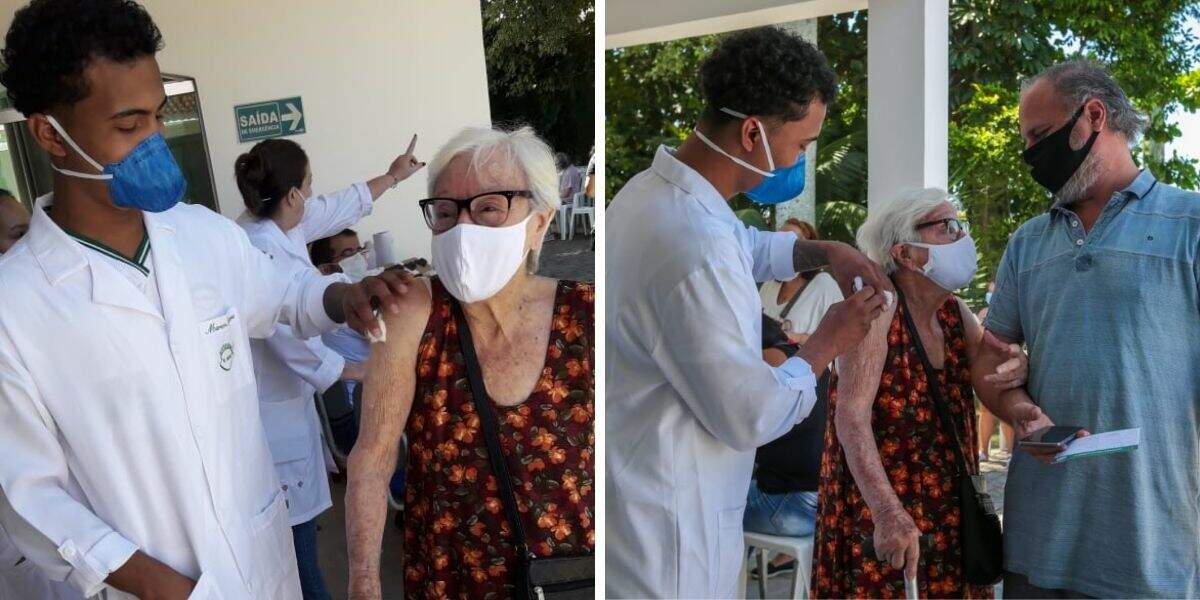 Agracil Pimentel recebeu a primeira dose da imunização nesta segunda-feira (8).