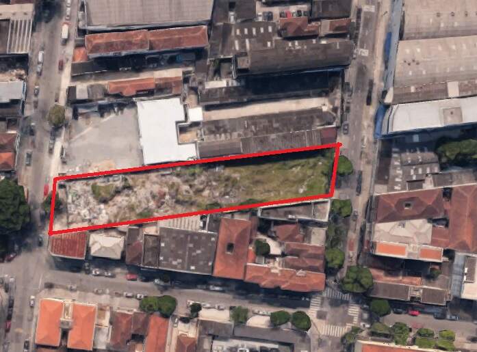 Terreno localizado na Avenida Senador Feijo (em destaque) pela Prefeitura de Santos 