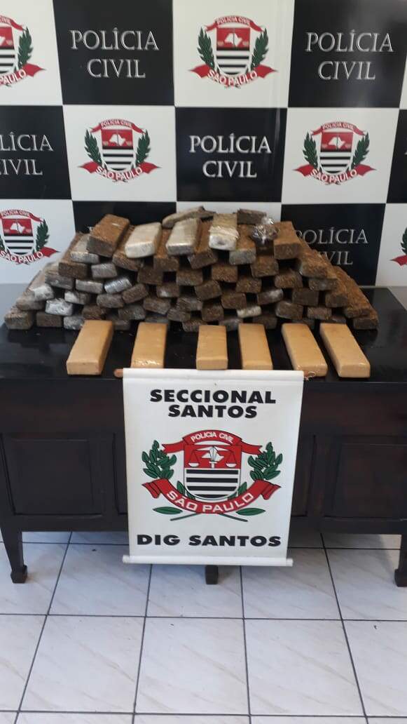 Mais de 70 kg de maconha foram apreendidos por policiais da DIG de Santos 