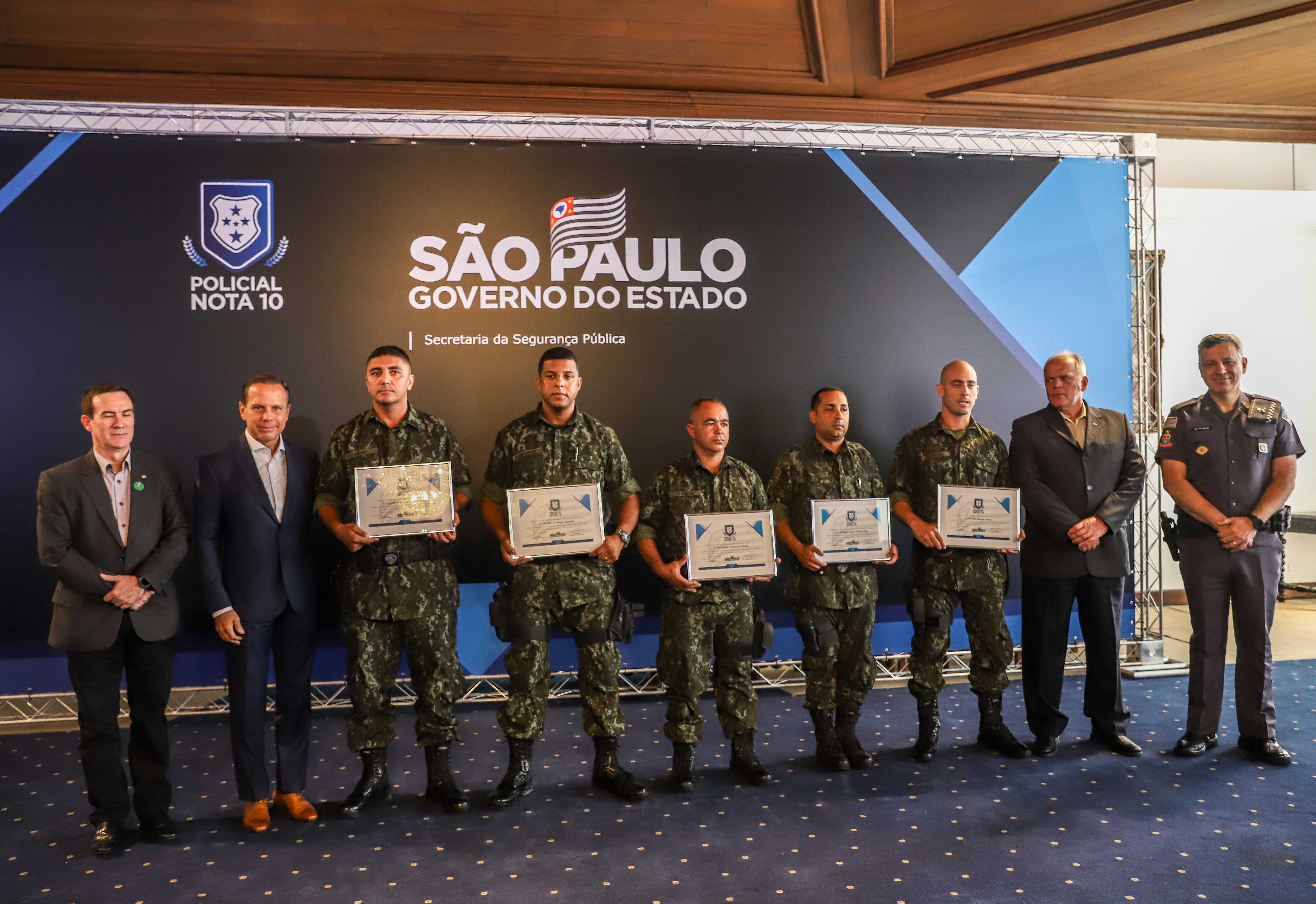 Homens da Polícia Militar Ambiental foram homenageados pelo Governador João Doria (PSDB)