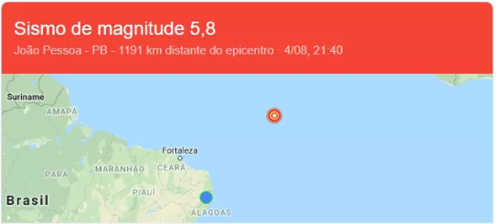 Terremoto atinge Nordeste brasileiro e provoca alterações no mar