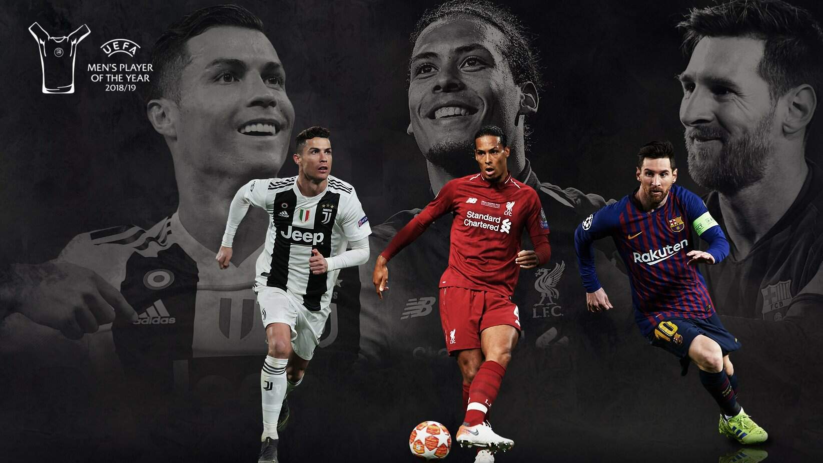 Cristiano Ronaldo, Van Dijk e Messi disputam prêmio da Uefa 2018/2019