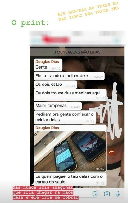 Douglas Dias enviou foto dos celulares das meninas para um grupo de amigos 