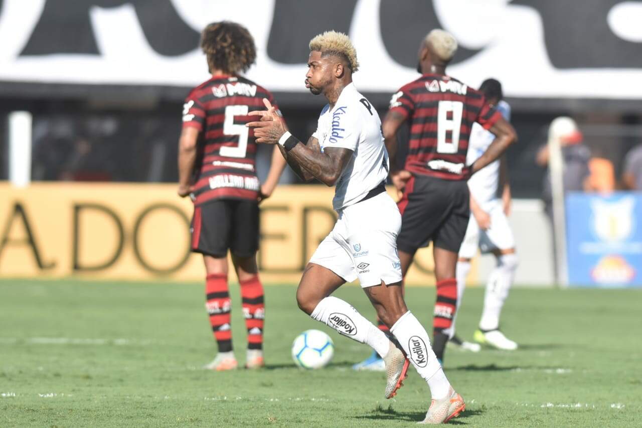 Marinho marcou um dos gols da goleada sobre o Flamengo que rendeu o vice-campeonato para o Santos 
