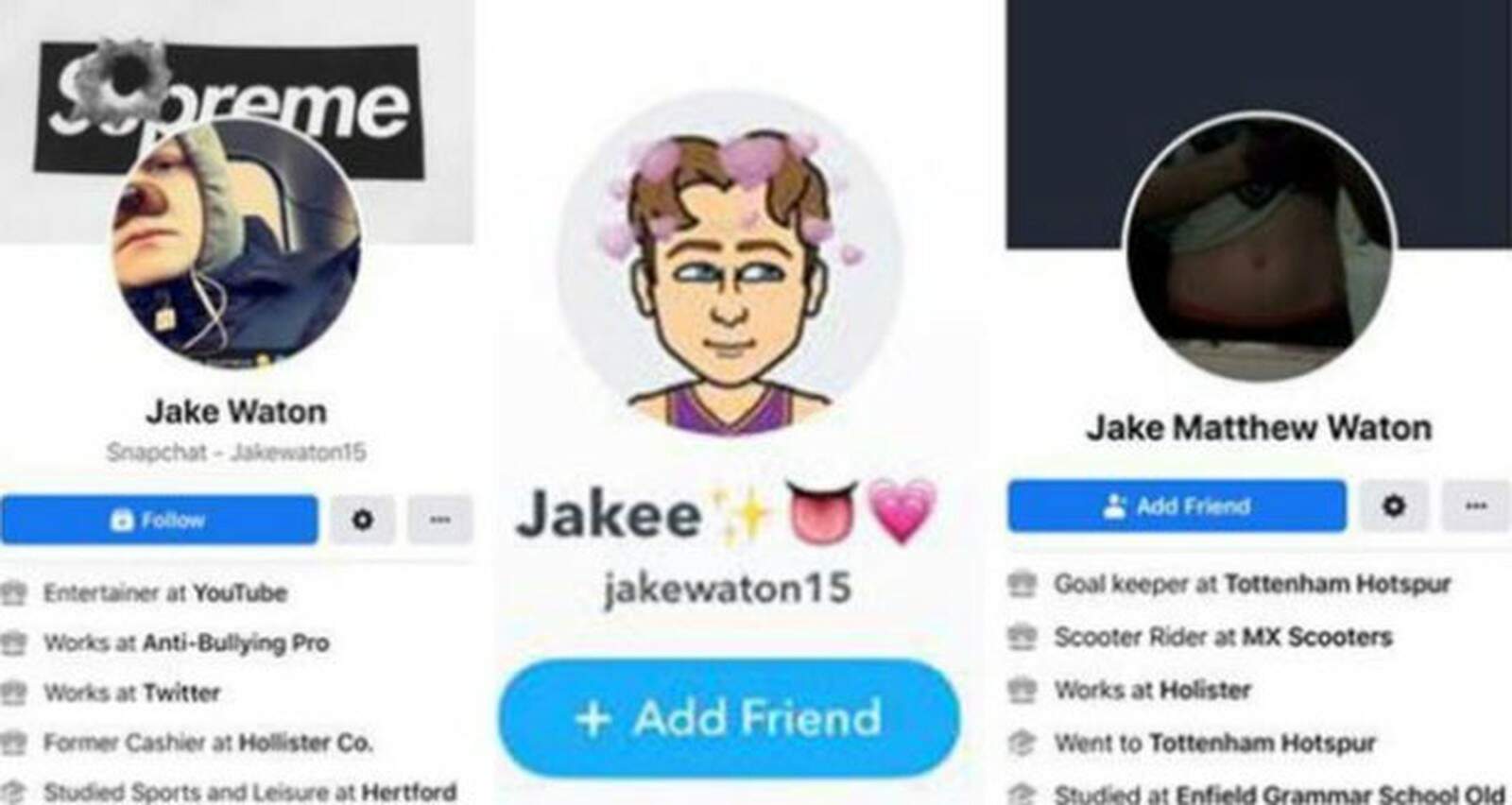 Perfis nas redes sociais de 'Jake Waton' eram usados para atrair as vítimas 