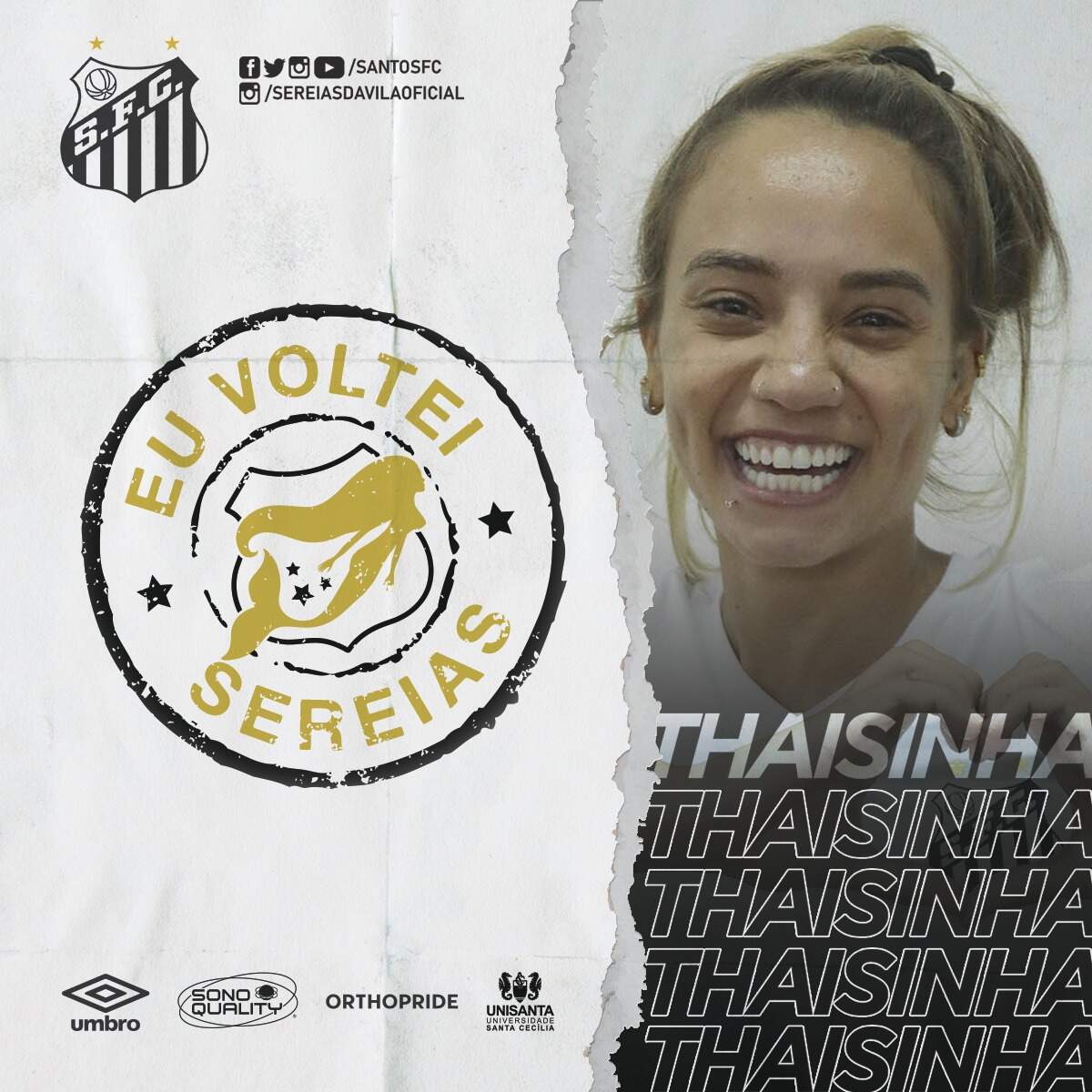 Revelada no Santos, Thaisinha retorna à Vila Belmiro após sete temporadas