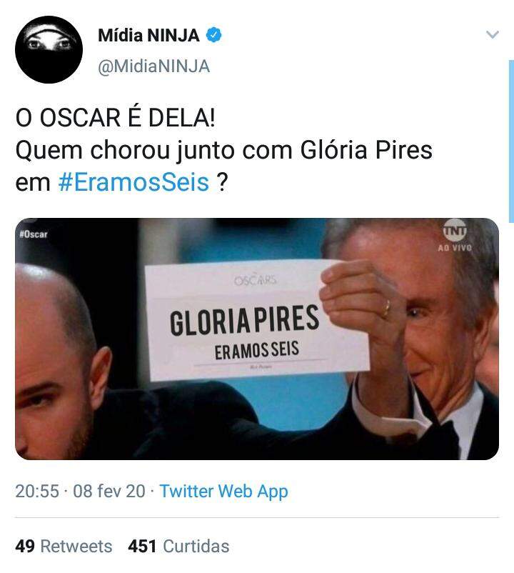 Internautas aclamam atuação de Glória Pires. 