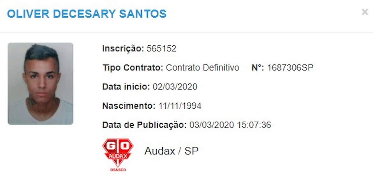 MC Livinho é registrado no BID da CBF pelo Audax 