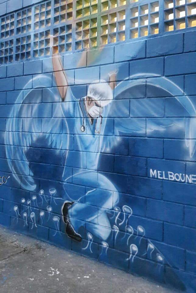 Rico reproduziu desenho de um artista australiano que mostra um enfermeiro com asas de anjo 
