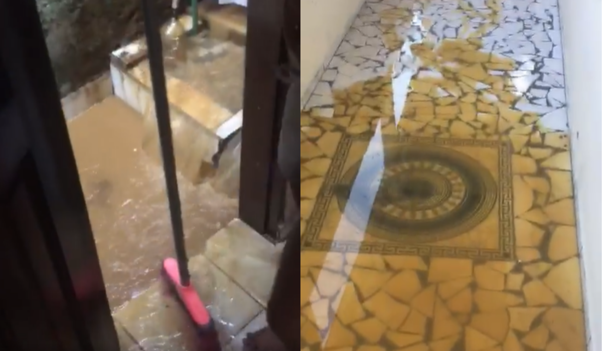 Obra deixa casa de família inundada com esgoto no morro do Saboó, em Santos