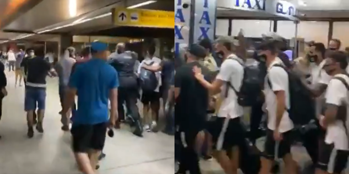 Jogadores do Corinthians enfrentam protesto e precisam correr em aeroporto