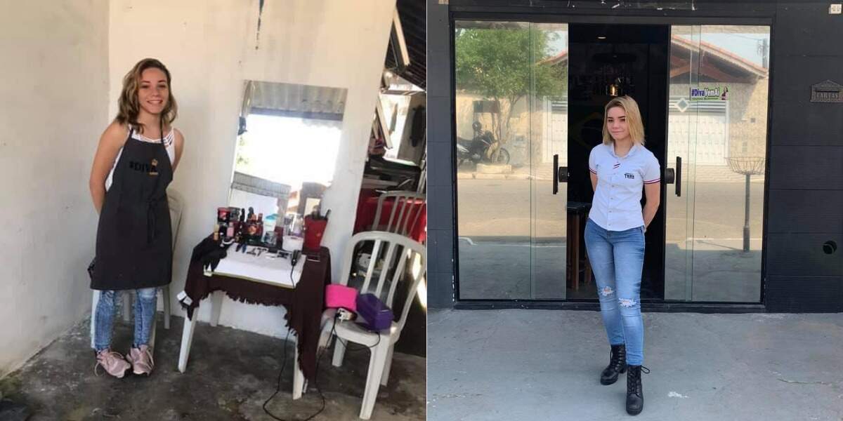 Thayssa Caramez teve sua garagem transformada em barbearia em reforma