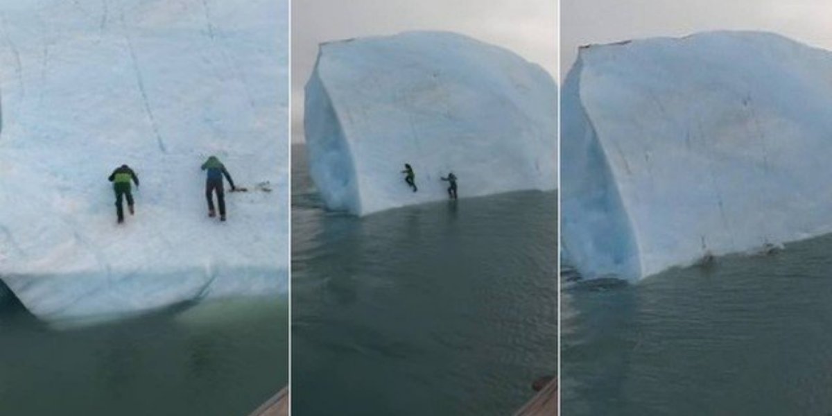Mike Horn e Fred Roux estavam no iceberg quando ele virou
