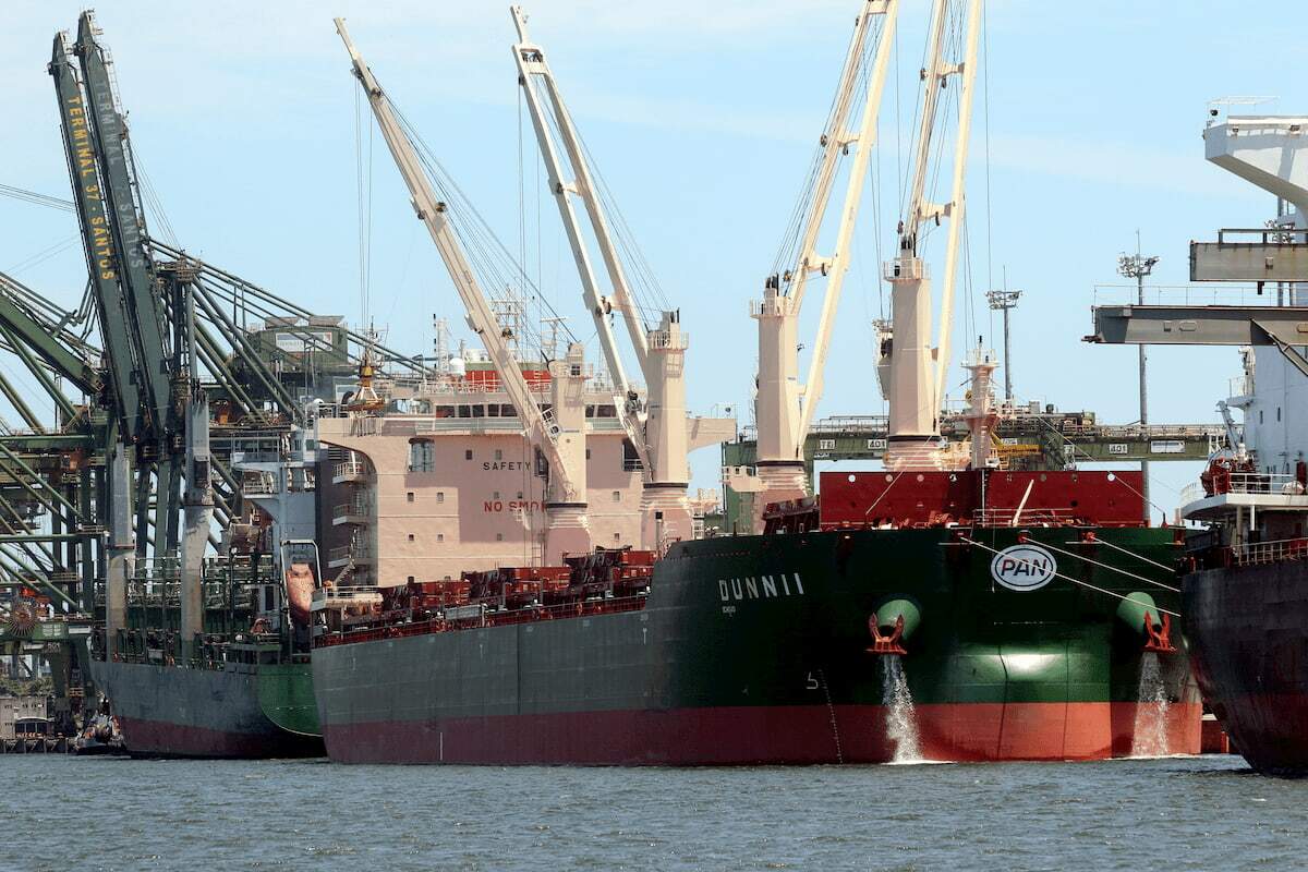 Navios atracados no Porto de Santos: Ministério da Infraestrutura prevê ampliar operação de cargas