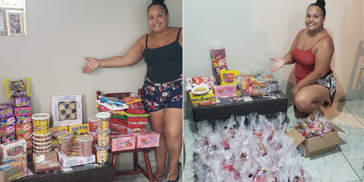 Autônoma Ariane Rocha realizou campanha de arrecadação de doces para crianças em Cubatão