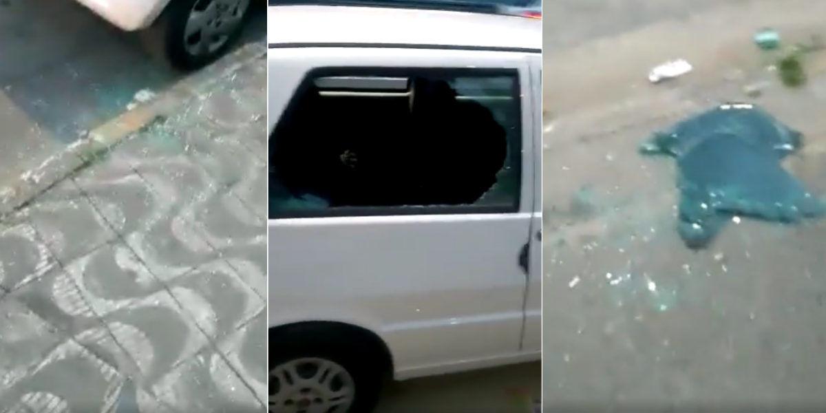 Assaltantes quebraram vidros de carros que estavam estacionados na orla da praia de São Vicente