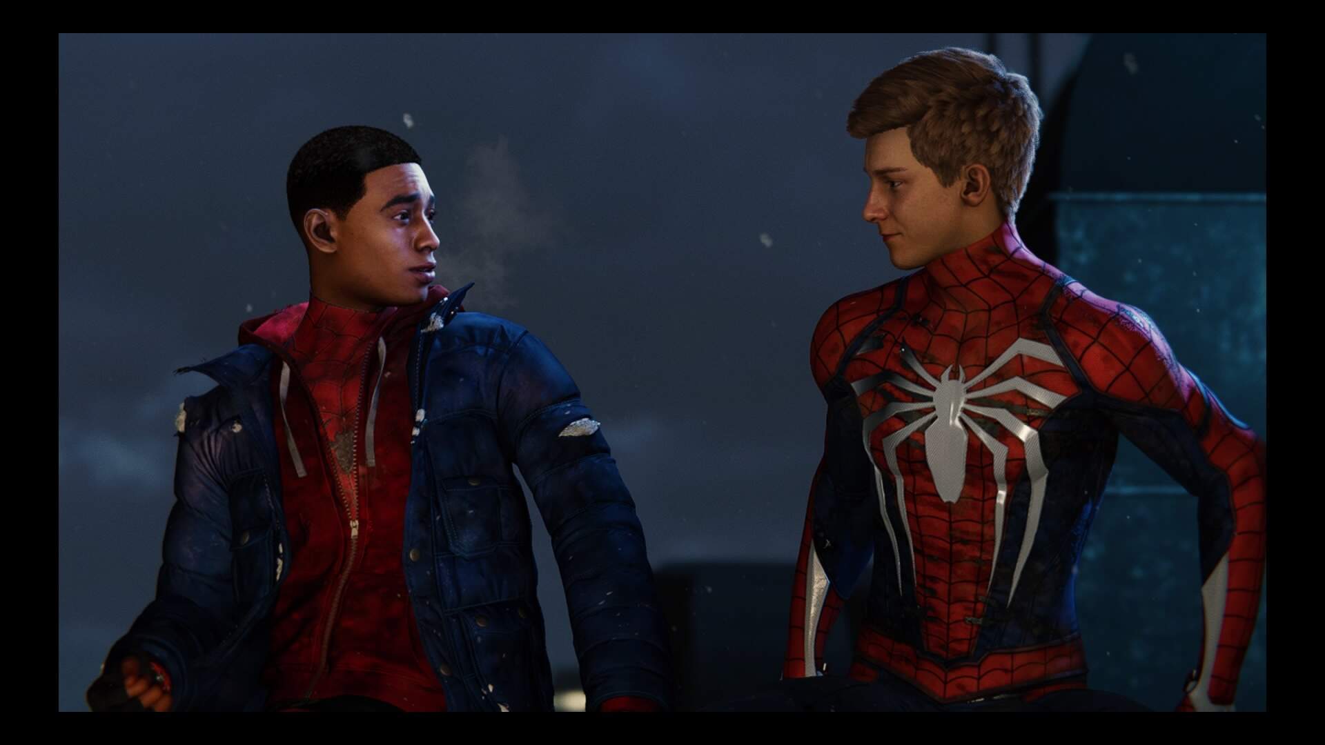 Miles Morales e Peter Parker lutam juntos no início do jogo 