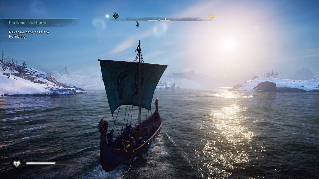 O barco viking é uma das formas de percorrer o mapa do jogo. 