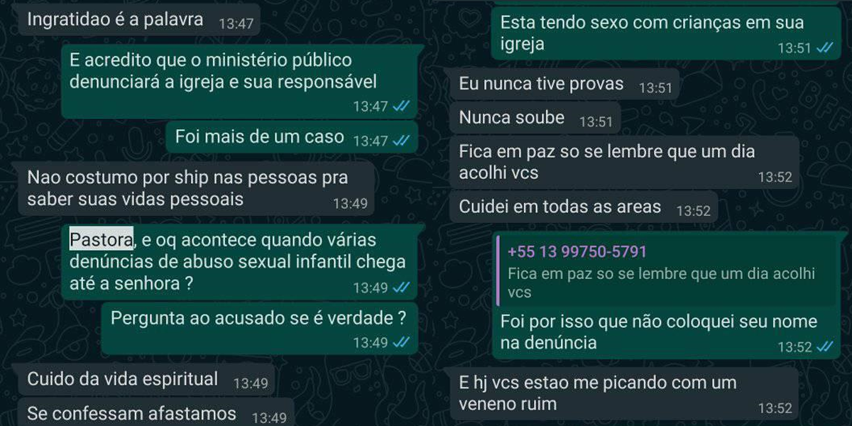 Série de conversas entre a vítima e a líder da igreja, que fica na Zona Noroeste de Santos