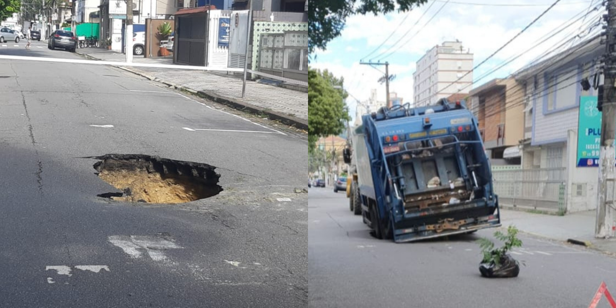 Buraco se abriu na Rua Goiás e preocupou motoristas 