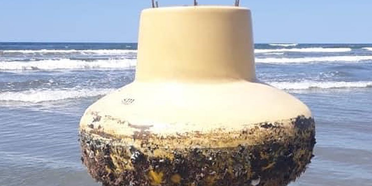 Bóia 'gigante' foi vista na beira do mar na praia da Vila Caiçara, em Praia Grande