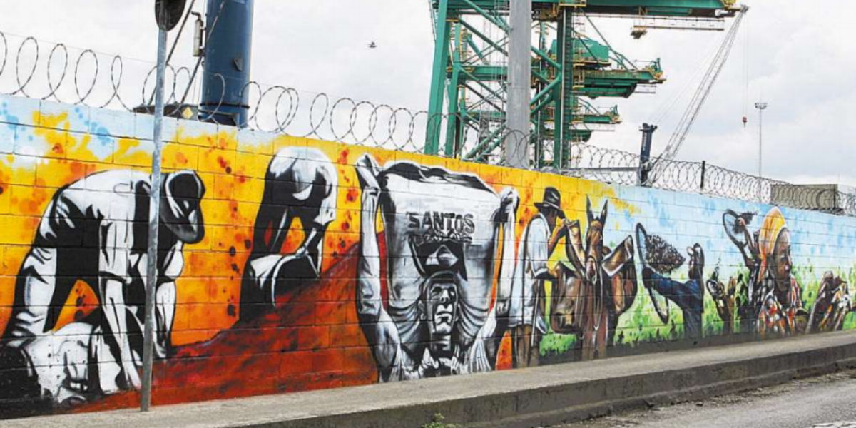 Mural mostra história do Porto de Santos