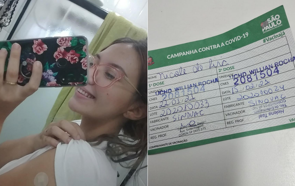 Mesmo vacinada, Nicolle Carneiro de Lira destaca que não irá relaxar no combate à Covid-19 