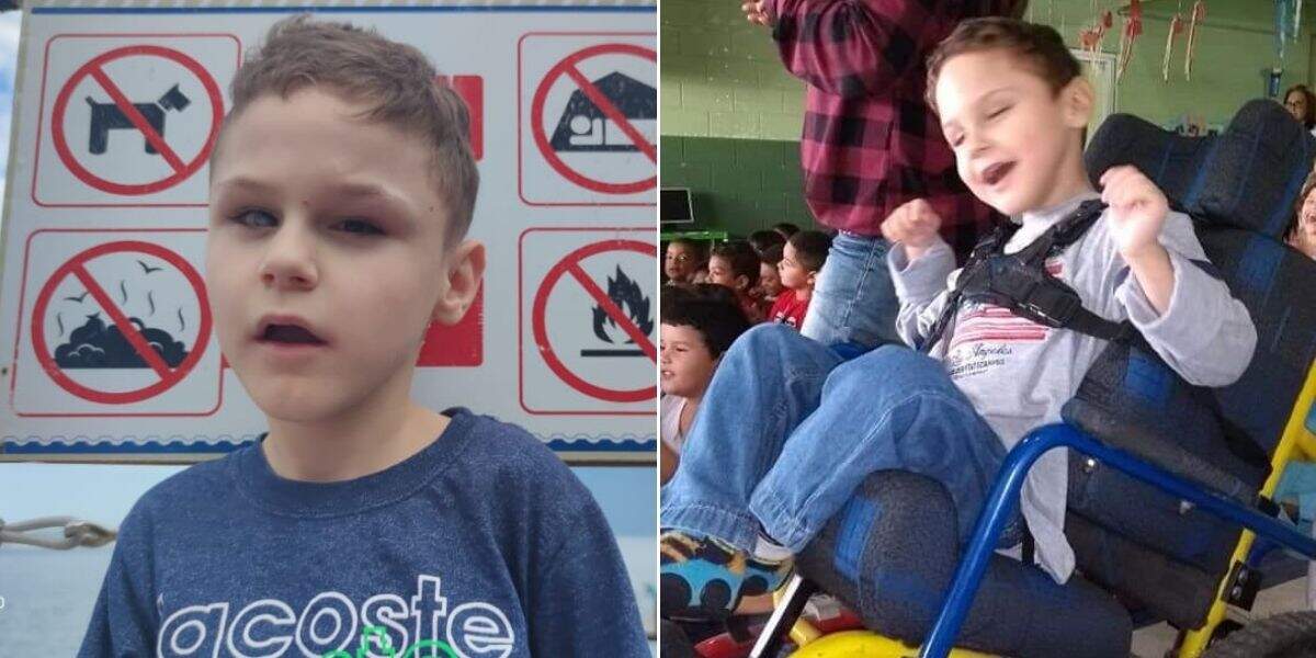 Nova cadeira de rodas visa melhorar qualidade de vida de Pietro, de 9 anos