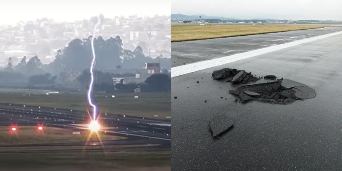 Raio causou destruição em pista do aeroporto de Guarulhos