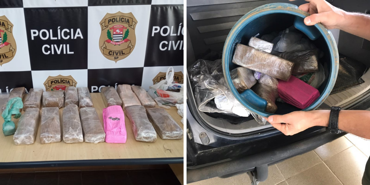 Policiais apreenderam mais de 16 quilos de maconha e 844 pinos com cocaína