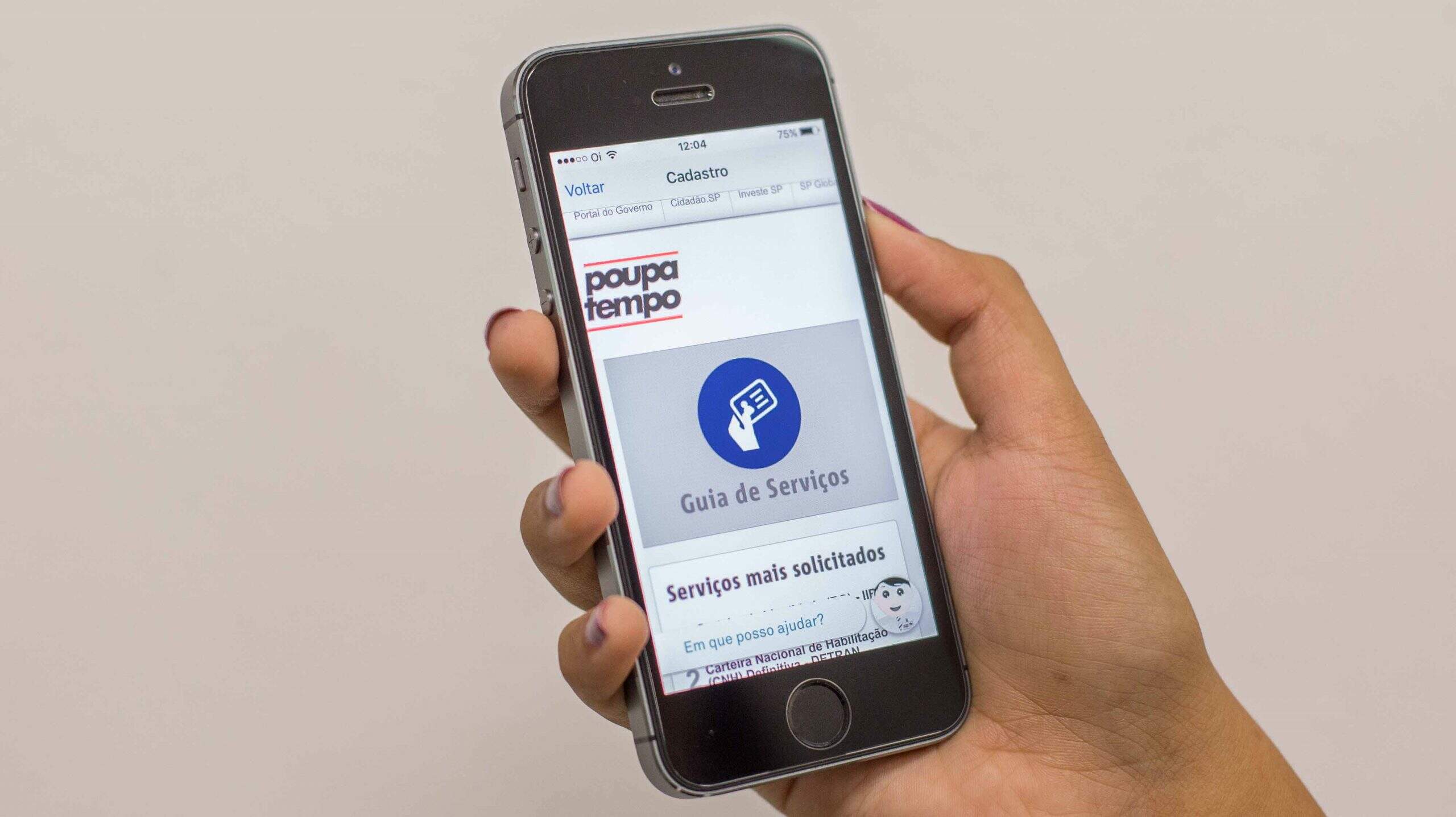 O aplicativo Poupatempo Digital oferece serviços de maneira remota