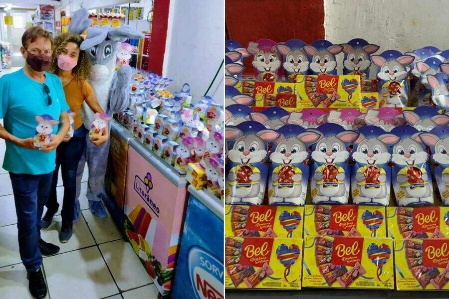 Mercado organizou a entrega de ovos de chocolate para as crianças do Gaivota. 
